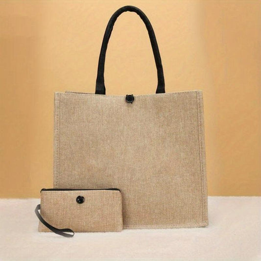 2pcs Burlap Tote Bags with Coin Purse