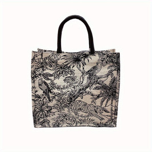 Vintage Embroidery Tote Bag Large Capacity Lightweight Handbags
