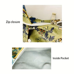 Floral Corduroy Tote Bag Women's Crossbody Bag