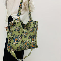Floral Corduroy Tote Bag Women's Crossbody Bag