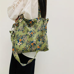 Floral Corduroy Tote Bag Women's Crossbody Bag