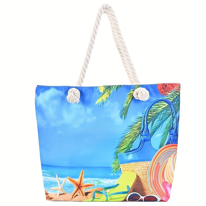 Bohemian Style Canvas Tote Bag Large Capacity Beach Shoulder Bag