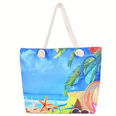 Bohemian Style Canvas Tote Bag Large Capacity Beach Shoulder Bag
