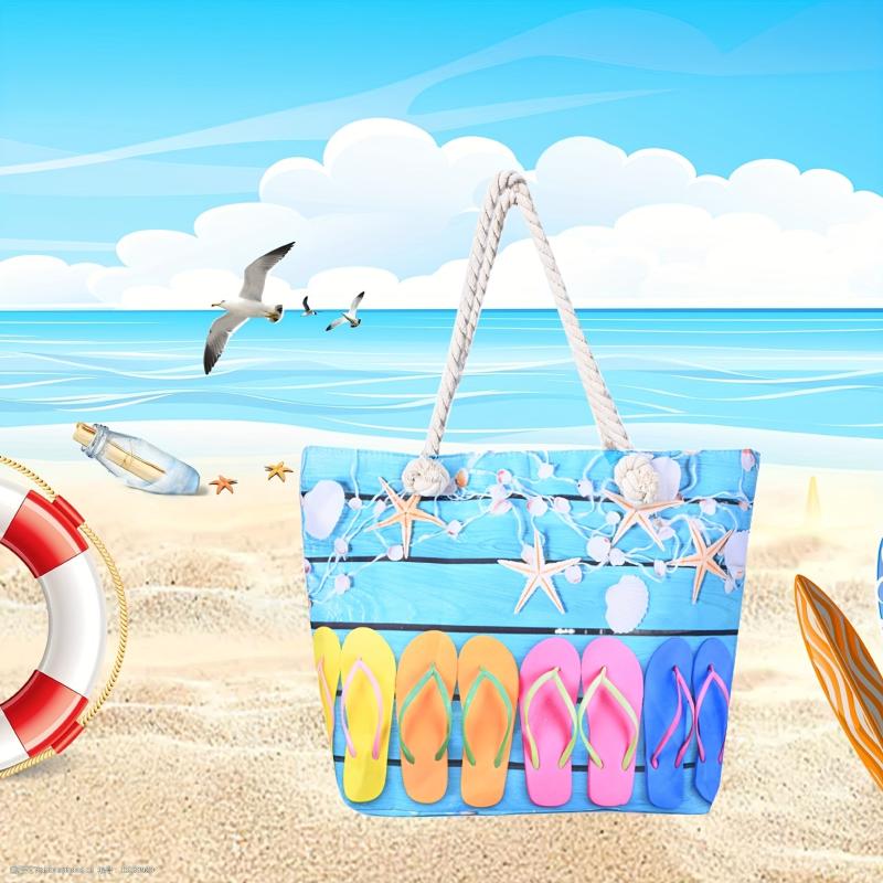 Bohemian Style Canvas Tote Bag Large Capacity Beach Shoulder Bag