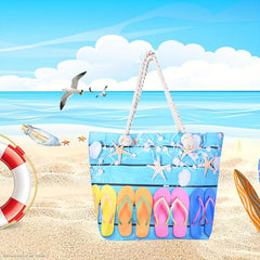 Bohemian Style Canvas Tote Bag Large Capacity Beach Shoulder Bag