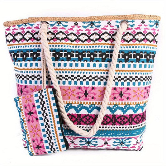 Vintage Pattern Beach Storage Bag Lightweight Tote Handbag