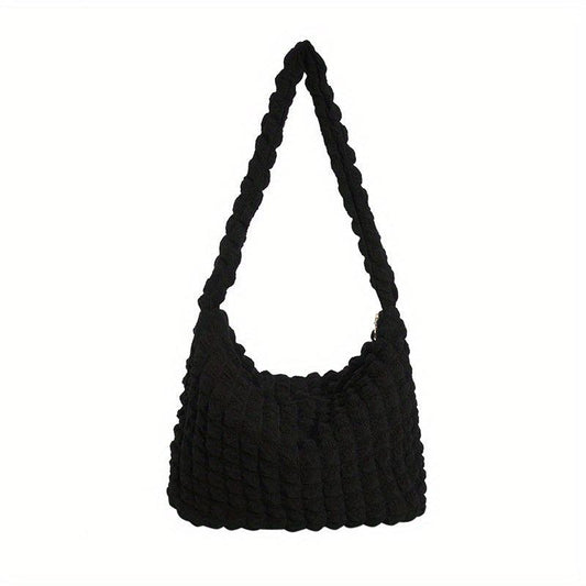 Solid Ruched Shoulder Bag Large Tote Bag