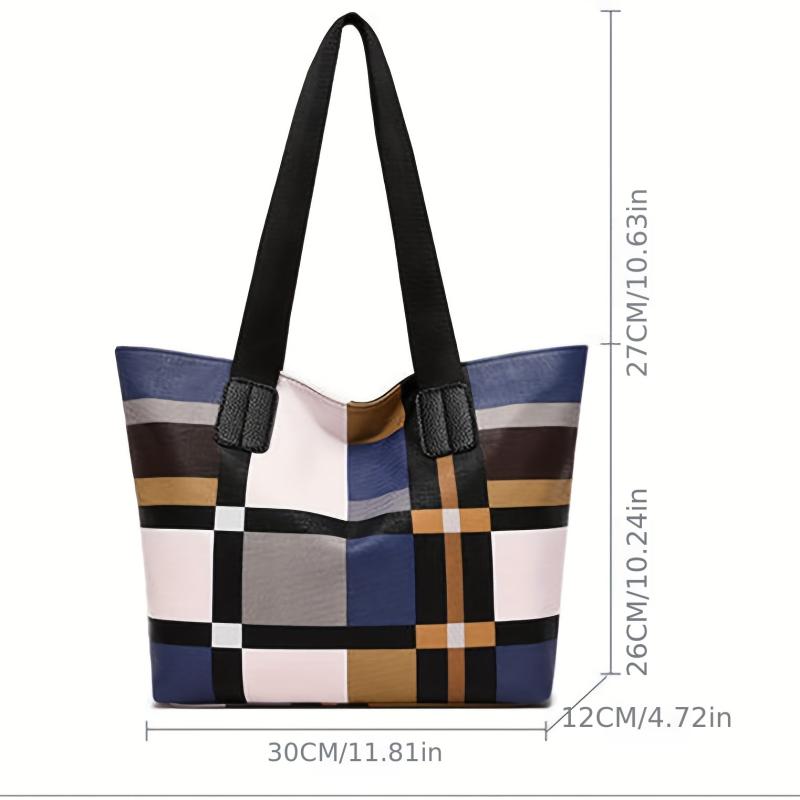 Women's Colorblock Tote Bag Large Capacity Shoulder Bag