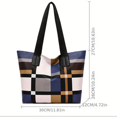 Women's Colorblock Tote Bag Large Capacity Shoulder Bag