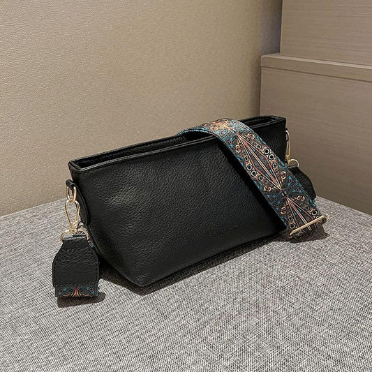 Vintage Shoulder Bag Stylish Zipper Work Bag with Wide Strap