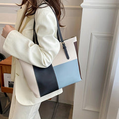 Large Capacity PU Leather Tote Bag, Textured Shoulder Bag