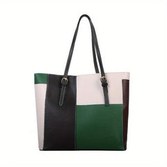 Large Capacity PU Leather Tote Bag, Textured Shoulder Bag