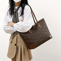Vintage Large Capacity Tote Bag PU Leather Shoulder Bag