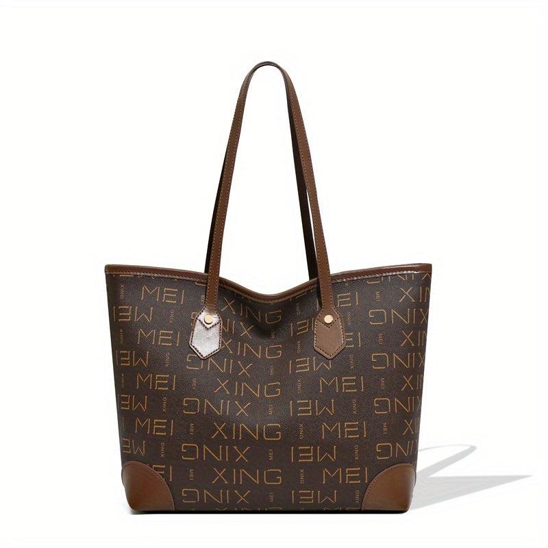 Vintage Large Capacity Tote Bag PU Leather Shoulder Bag