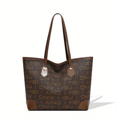 Vintage Large Capacity Tote Bag PU Leather Shoulder Bag