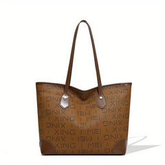 Vintage Large Capacity Tote Bag PU Leather Shoulder Bag