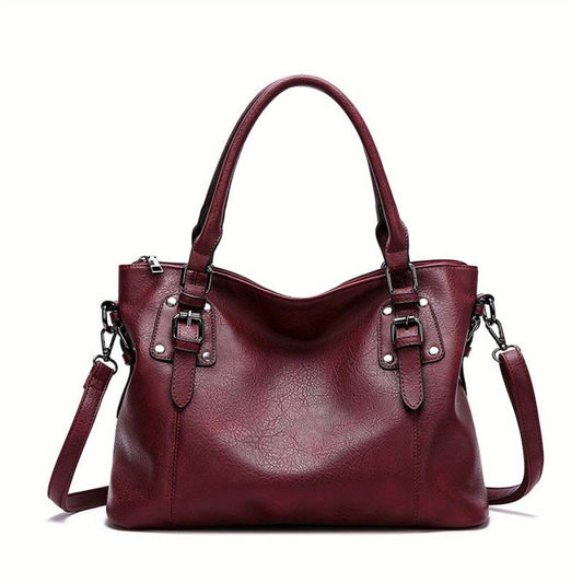Vintage Tote Satchel Bag Solid Shoulder Bag All Match Bag