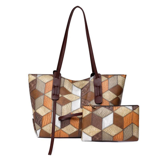 Colorful Plaid Tote Handbag Large Capacity Stylish Bag