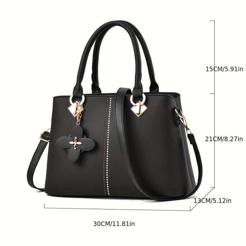 Embroidery Detail Crossbody Bag PU Leather Office Purse