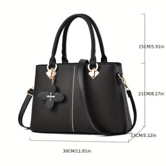 Embroidery Detail Crossbody Bag PU Leather Office Purse