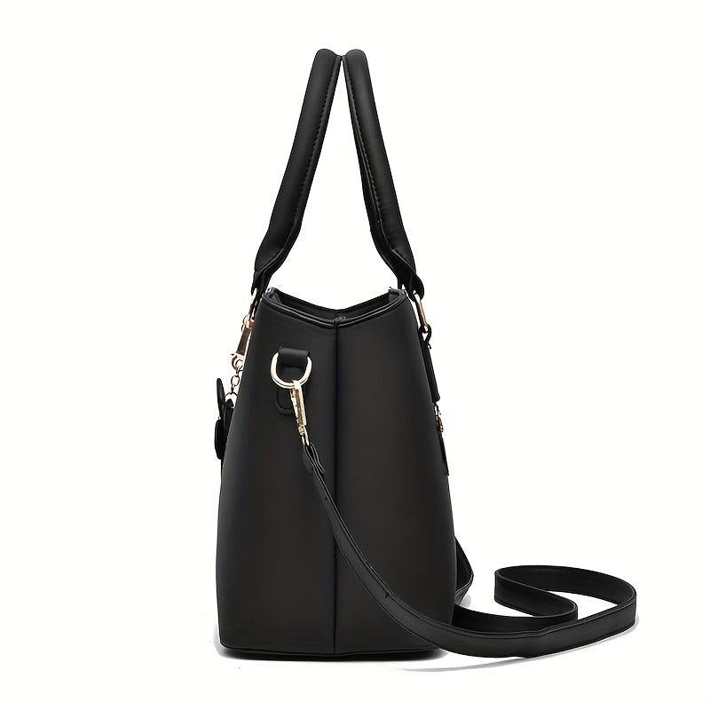 Embroidery Detail Crossbody Bag PU Leather Office Purse