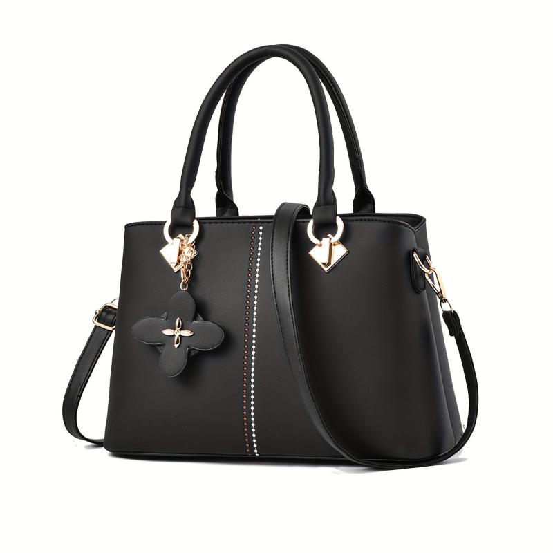 Embroidery Detail Crossbody Bag PU Leather Office Purse