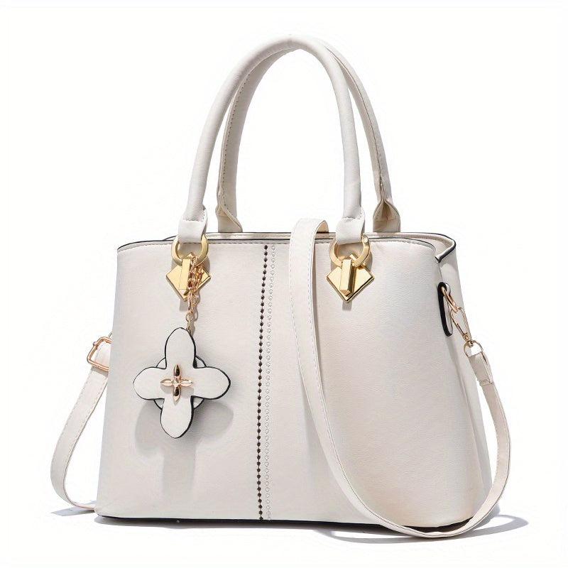 Embroidery Detail Crossbody Bag PU Leather Office Purse