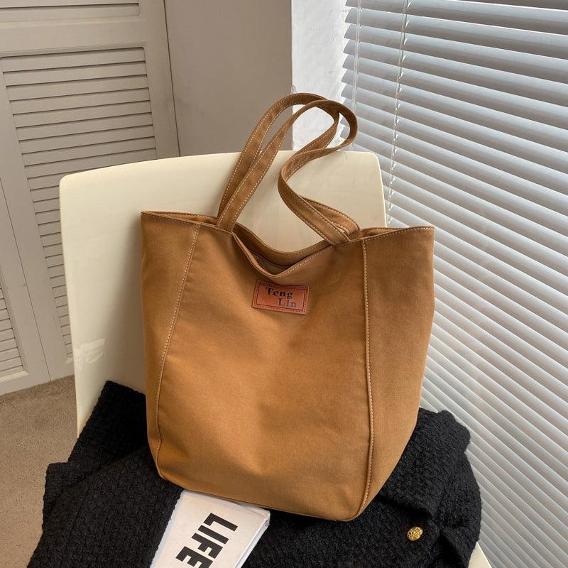 Casual Large Capacity Shoulder Bag Textured Tote Bag