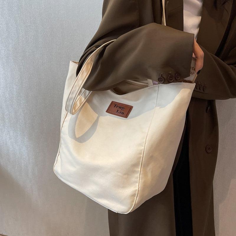 Casual Large Capacity Shoulder Bag Textured Tote Bag