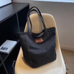 Casual Large Capacity Shoulder Bag Textured Tote Bag