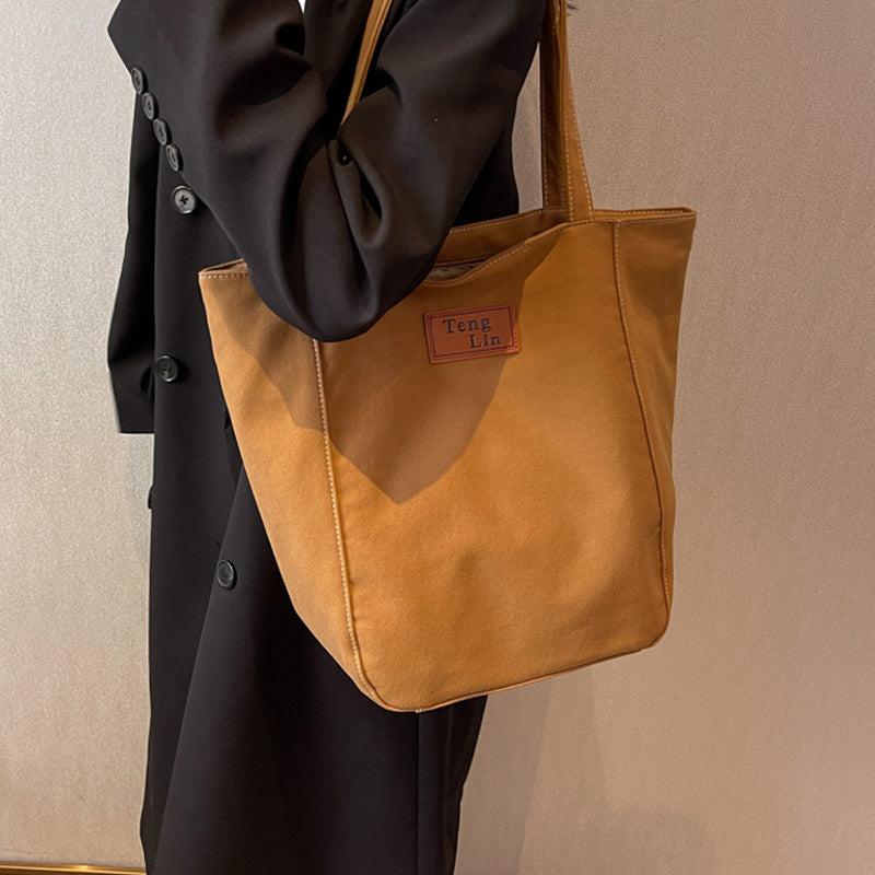 Casual Large Capacity Shoulder Bag Textured Tote Bag