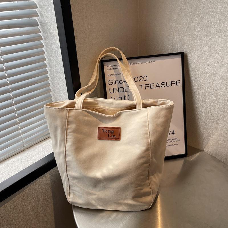 Casual Large Capacity Shoulder Bag Textured Tote Bag