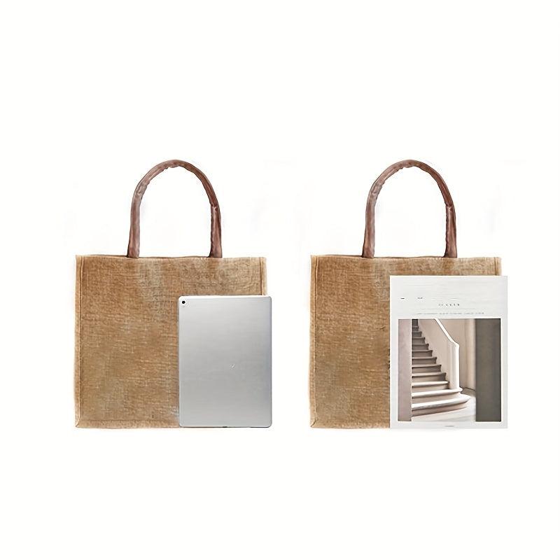 Ladies Pattern Burlap Tote Bag Lightweight Storage Handbags