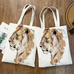 Lion Print Canvas Bag Lightweight Shoulder Bag