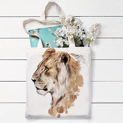 Lion Print Canvas Bag Lightweight Shoulder Bag