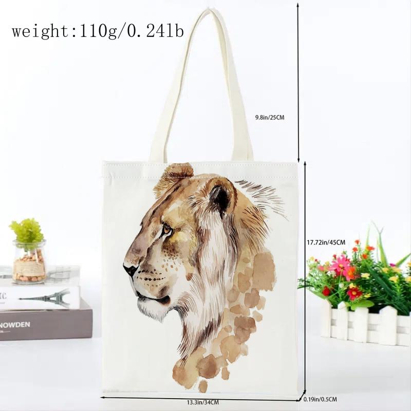 Lion Print Canvas Bag Lightweight Shoulder Bag