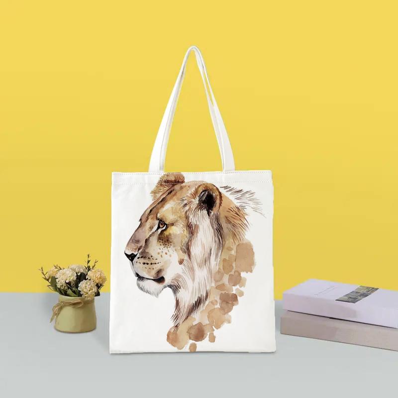 Lion Print Canvas Bag Lightweight Shoulder Bag