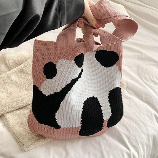 Panda Pattern Shoulder Bag Handbag Women's Crochet Bag