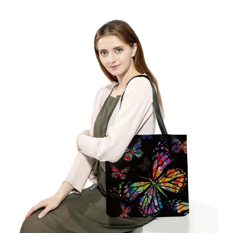 Butterfly Large Capacity Tote Bag Lightweight Shoulder Bag