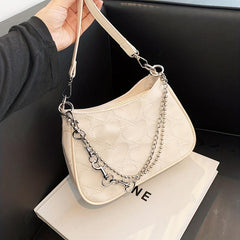 Heart Decor Shoulder Bag Chain Y2K Faux Leather Underarm Crossbody
