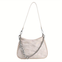 Heart Decor Shoulder Bag Chain Y2K Faux Leather Underarm Crossbody