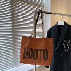 Suede Letter Graphic Tote Bag Shoulder Bag