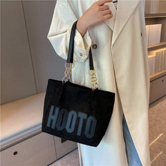 Suede Letter Graphic Tote Bag Shoulder Bag