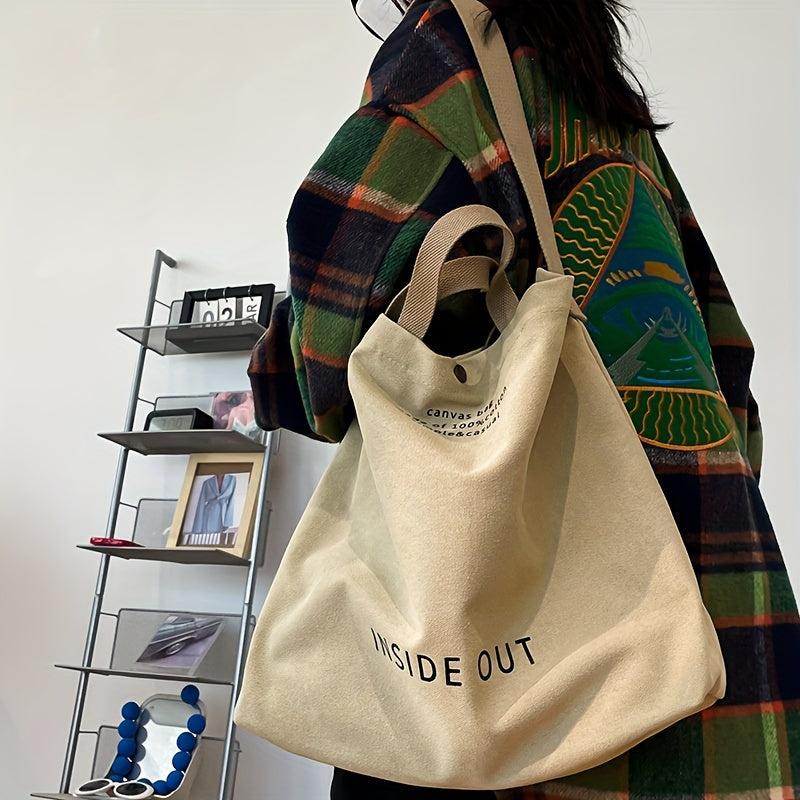 Canvas Tote Bag Letter Graphic Travel Crossbody Bag