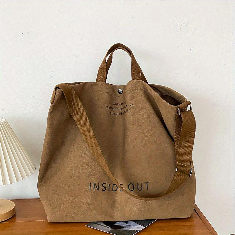 Canvas Tote Bag Letter Graphic Travel Crossbody Bag