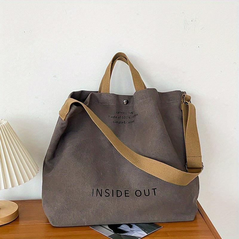 Canvas Tote Bag Letter Graphic Travel Crossbody Bag