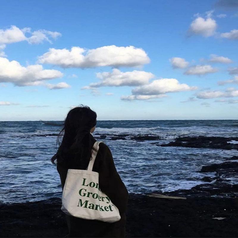 Large Capacity Canvas Shopper Bag Lightweight Women's Bag