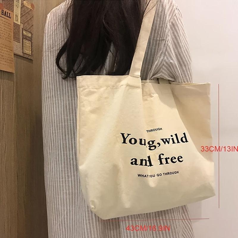 Large Capacity Canvas Shopper Bag Lightweight Women's Bag