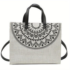 Ethnic Style Linen Tote Bag Reusable Grocery Shopping Bag