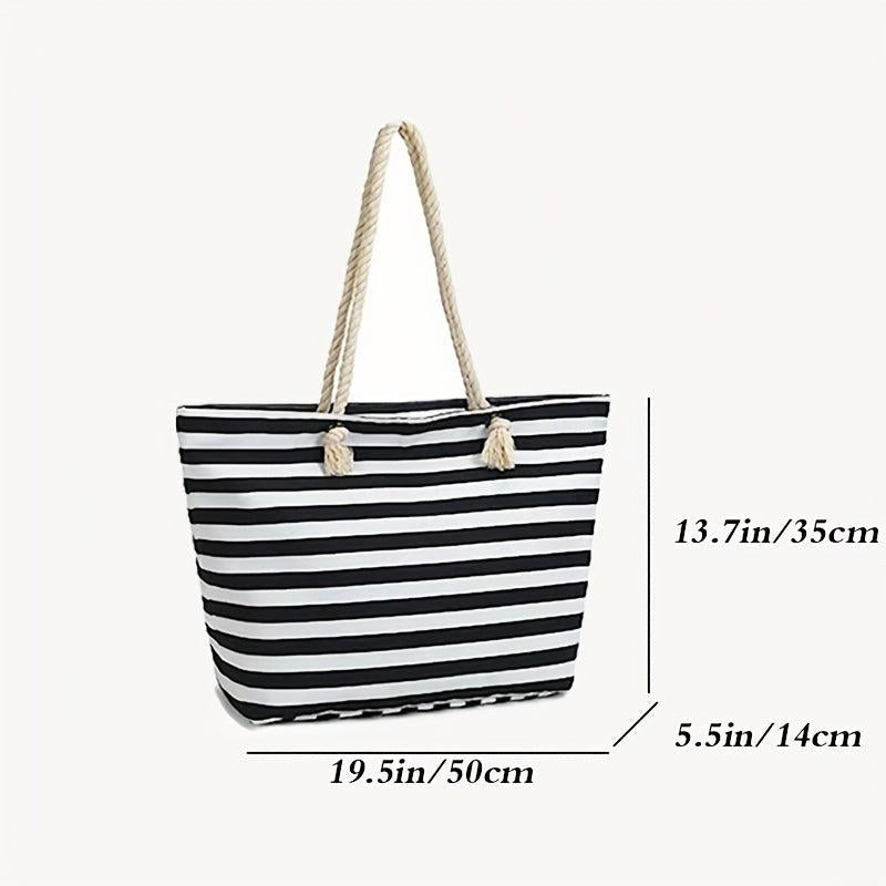 Large Beach Tote Bag Women's Zipper Shoulder Bag Portable Travel Storage